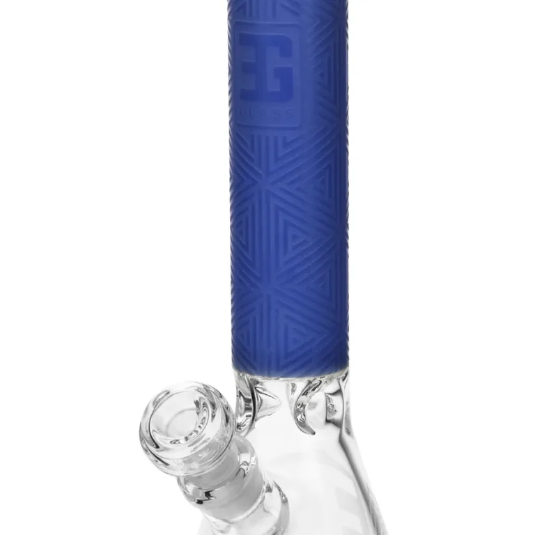 the sandblast relief of EG-04 EG Triangle Beaker in Navy Blue color