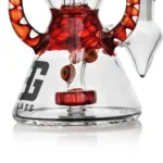 the perc of EG-100 Evil Skull Eyes Beaker Bong in red color