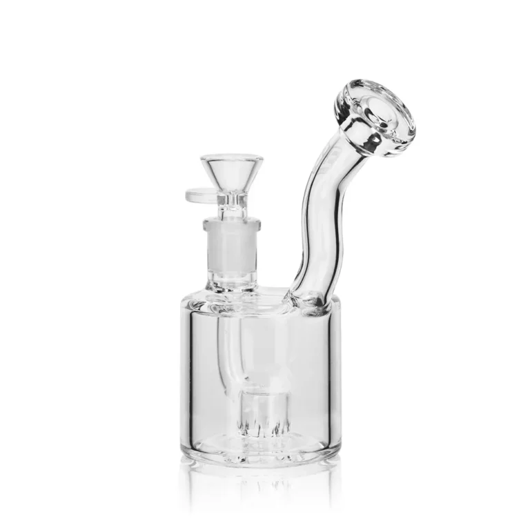 sideview of EG-102 5.1" Compact Clear Glass Dab Rig with Fixed Perc