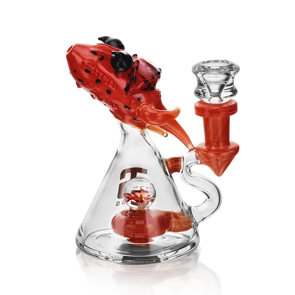 EG-64 5.7 Inch Big Eye Octopus Dab Rig in red color