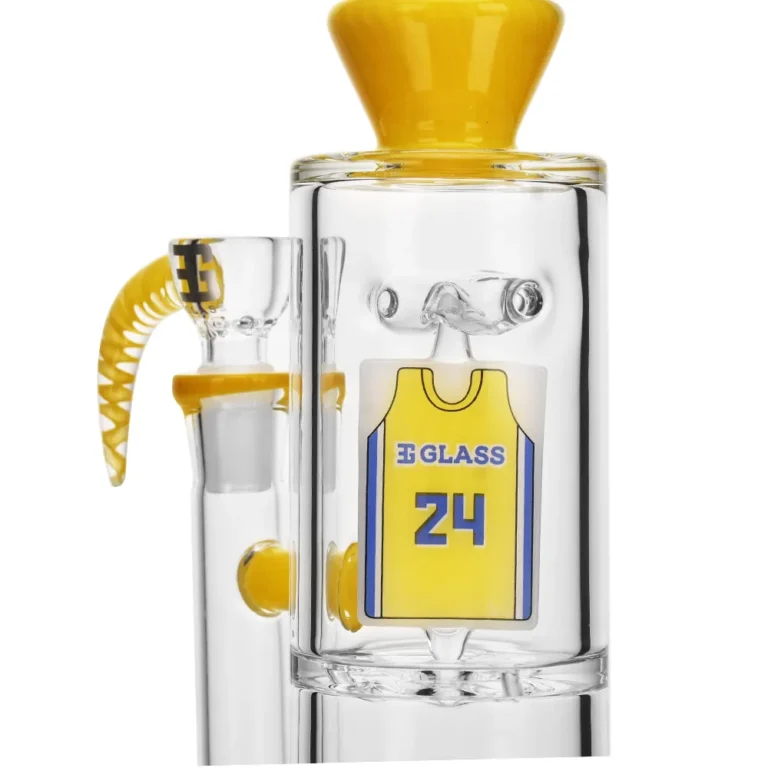 the basketball jersey design of EG-90 Basketball Jersey Dab Rig in yellow color