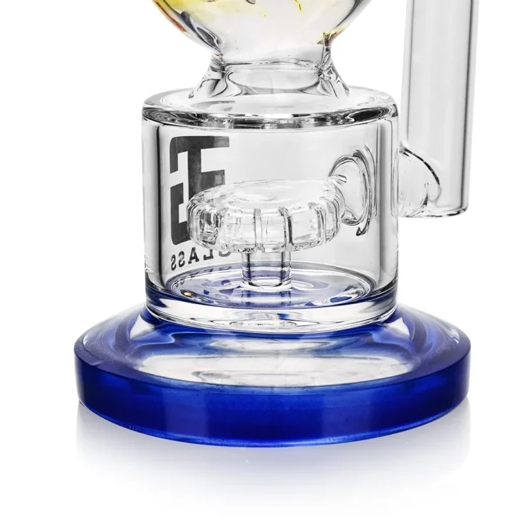 the perc of EG-99 EG Glass Classic Swiss Perc Dab Rig in blue color
