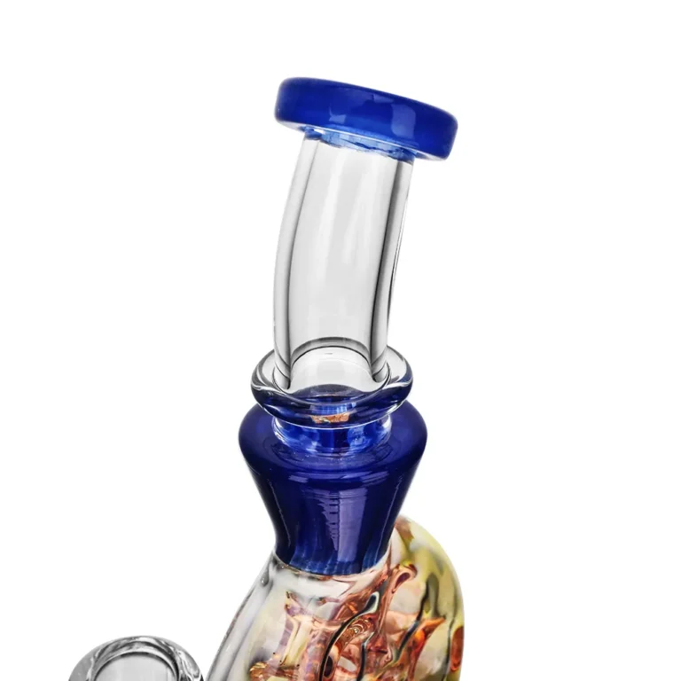 the mouthpiece of EG-99 EG Glass Classic Swiss Perc Dab Rig in blue color