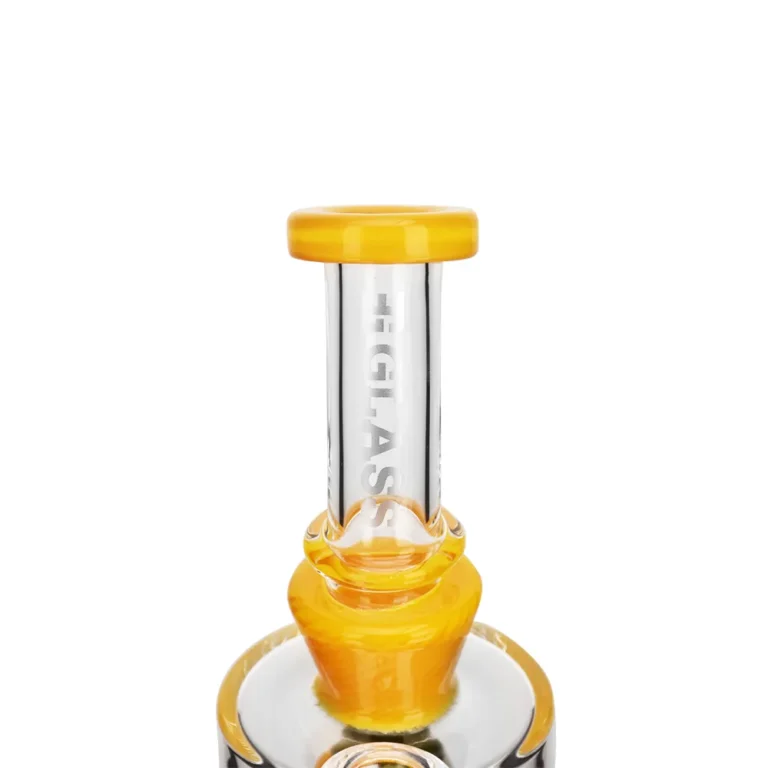the mouthpiece of EG-92 EG Glass Spicy Chili Dab Rig in yellow color