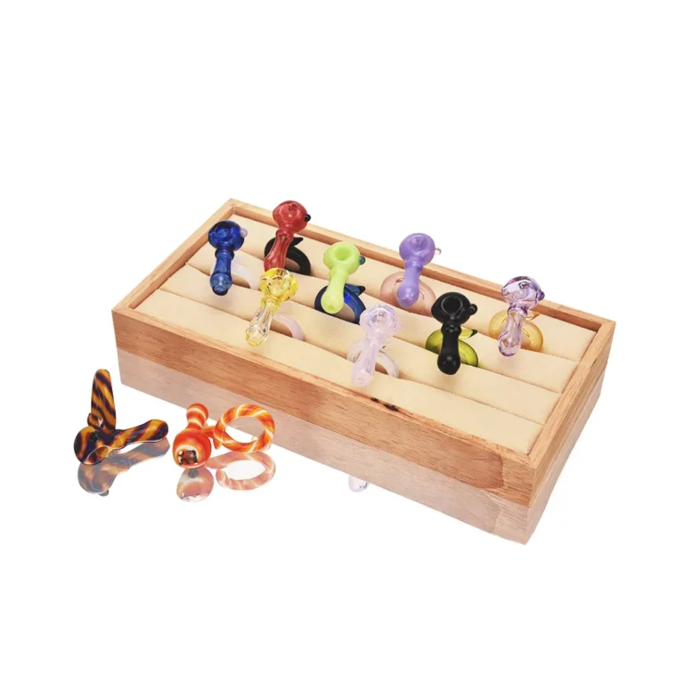 EGH40 EG Rich Colors Mini Hand Pipe Ring with wooden display stand