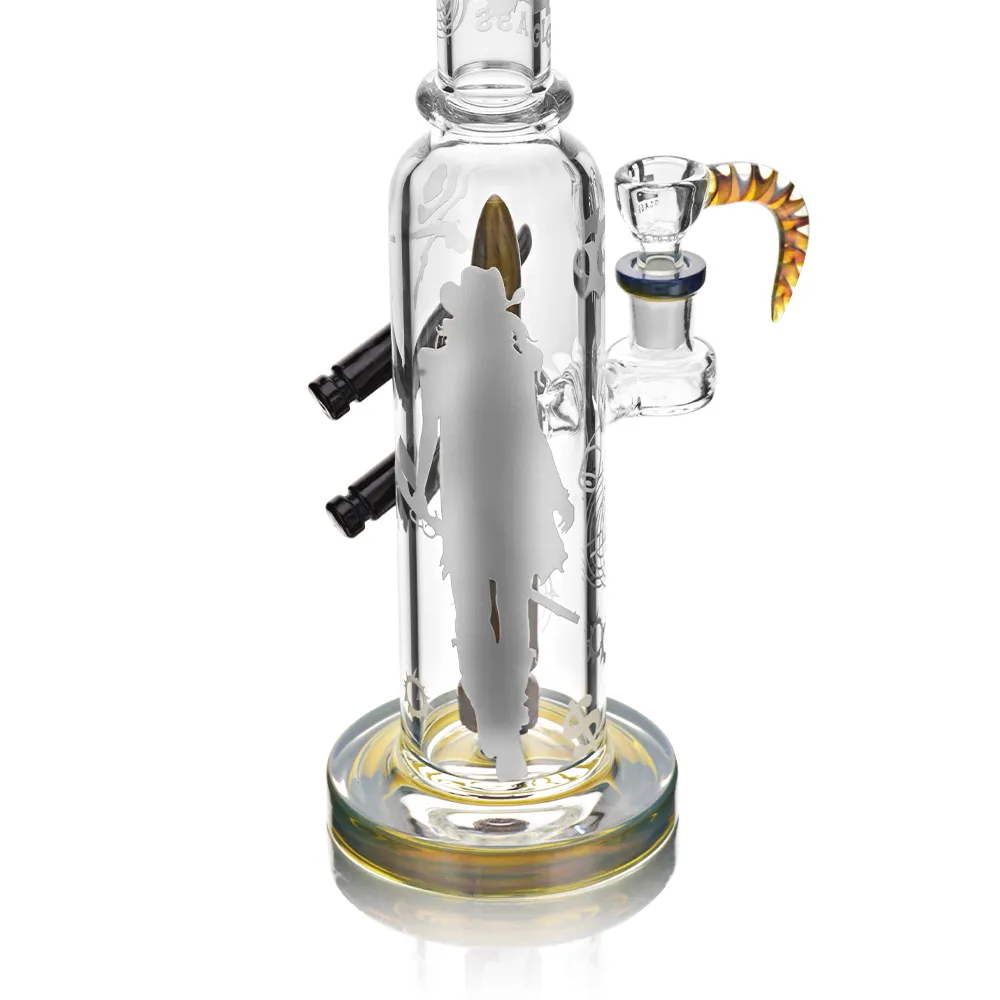 the sandblast design of EG-37 EG Dual Bullet Perc Straight Tube Bong in color option 3