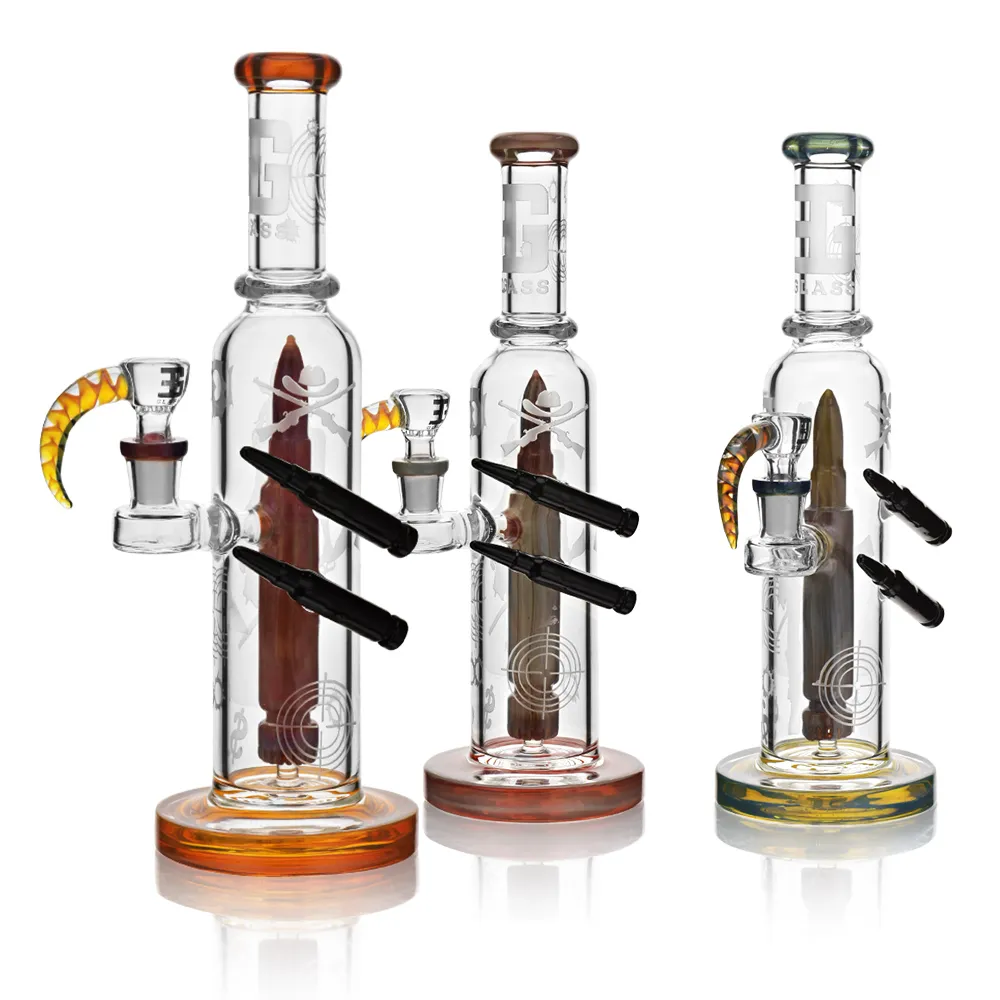 EG-37 EG Dual Bullet Perc Straight Tube Bong all colors