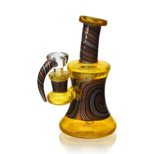 ES2228 EG Glass Transparent Wig Wag Dab Rig in yellow color