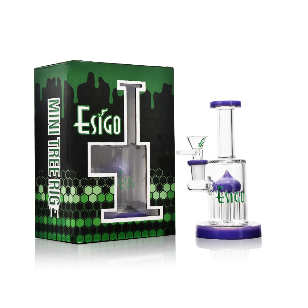 ES24797 EG Glass Mini Tree Perc Dab Rig with gift box packaging