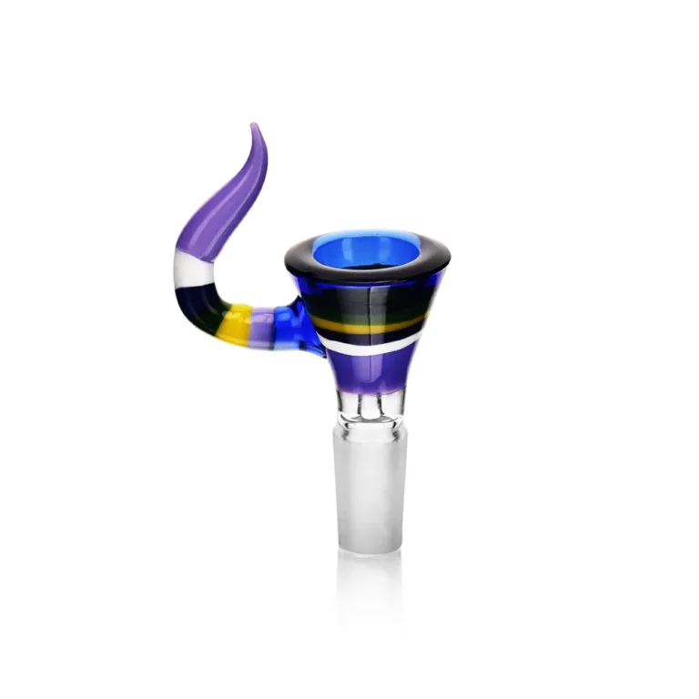 ESBW2430 Single Horn Hand-Blown Bong Bowl in blue color