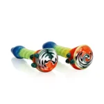 sideview of ESH2424 Color Cane Glass Spoon Pipe in color option 1