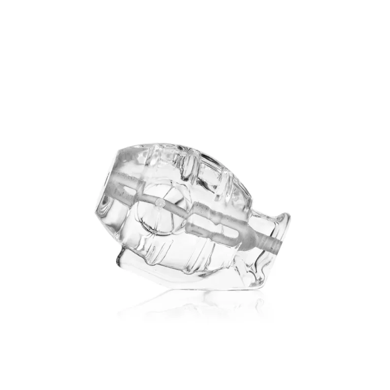 3.15-inch clear glass hand pipe with a 225g heavyweight grenade design and etched EG logo, SKU ESH2525.