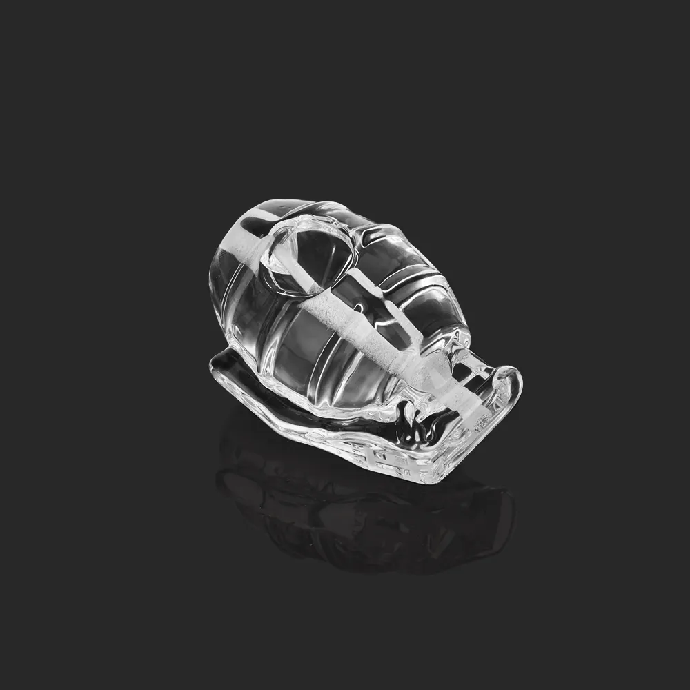 3.15-inch clear glass hand pipe with a 225g heavyweight grenade design and etched EG logo, SKU ESH2525.