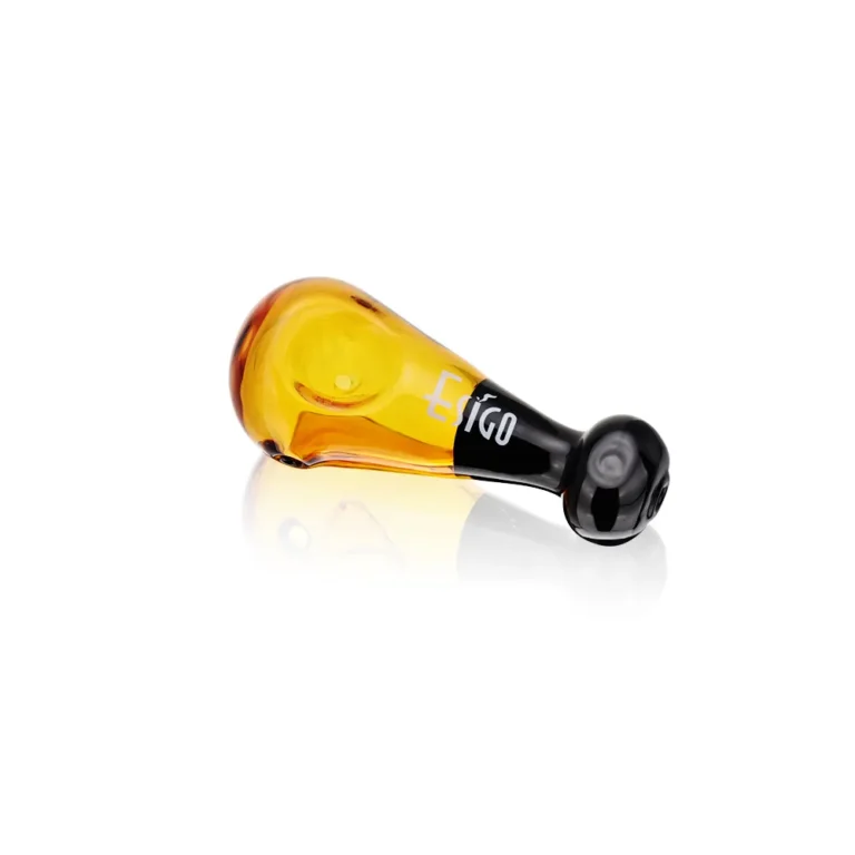 3.75-inch mini borosilicate glass spoon hand pipes in yellow color, SKU ESH2537.