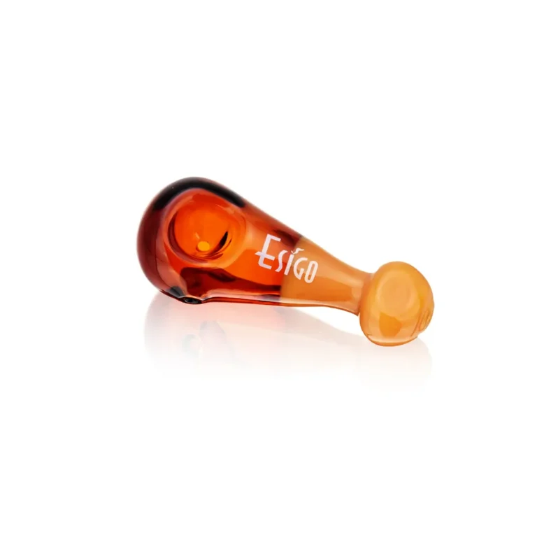3.75-inch mini borosilicate glass spoon hand pipes in orange color, SKU ESH2537.