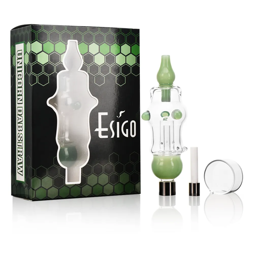 NC2405 Unicorn Nectar Collector — Elegant & Portable Dab Straw in green color with gift box